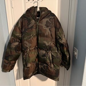 U.S. Polo Assn. Mens Camo Puffer Jacket - Green/Brown XL